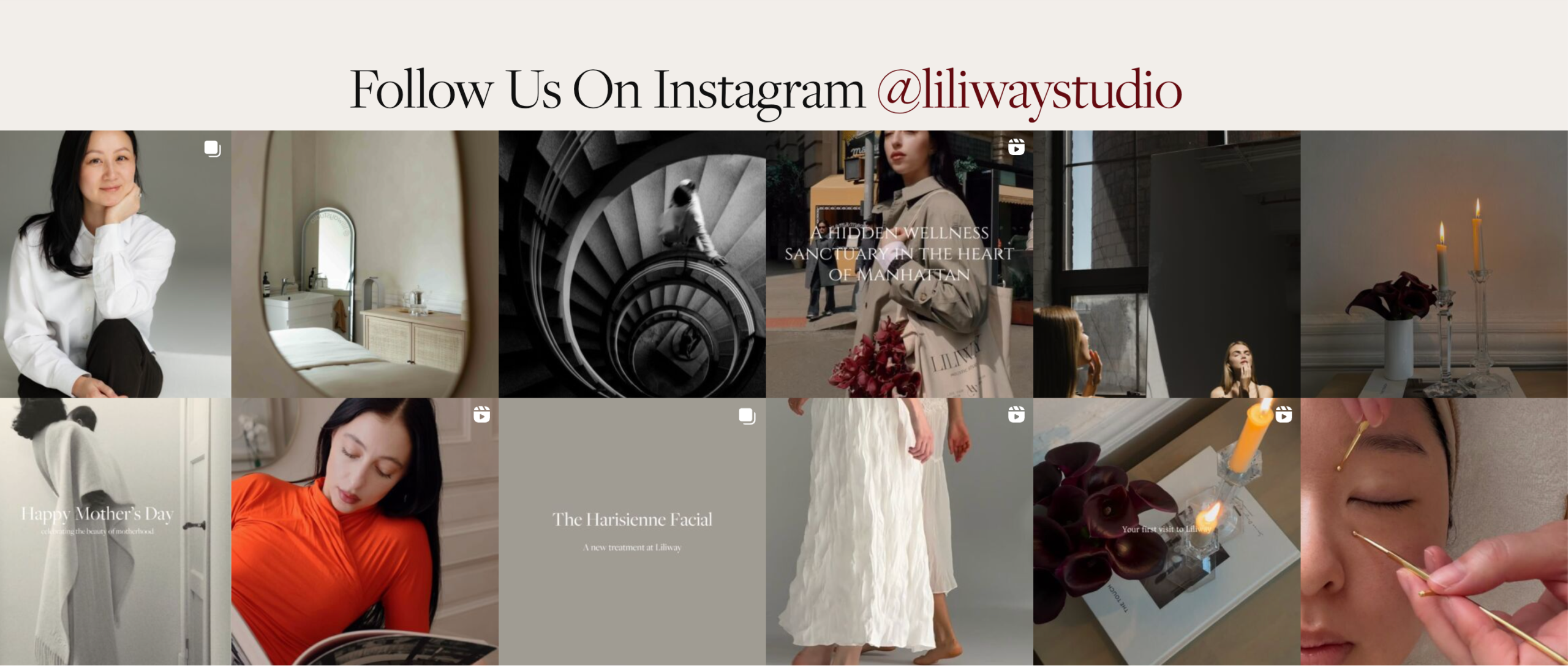 Liliway: розробка WordPress-сайту для wellness-студії у Нью-Йорку 14 Інтегрована Instagram-стрічка Liliway: публікації у два ряди з автоматичним оновленням.