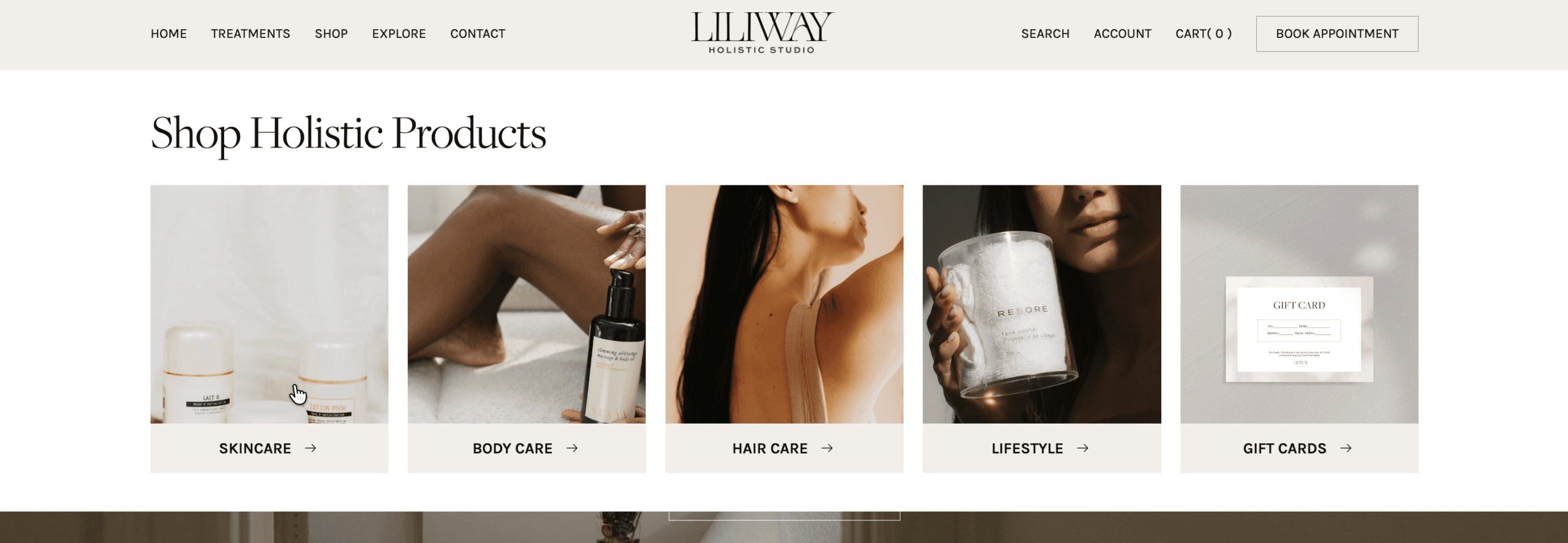 Liliway: розробка WordPress-сайту для wellness-студії у Нью-Йорку 7 Категорії магазину: догляд за шкірою, тілом, волоссям, lifestyle і подарункові картки.
